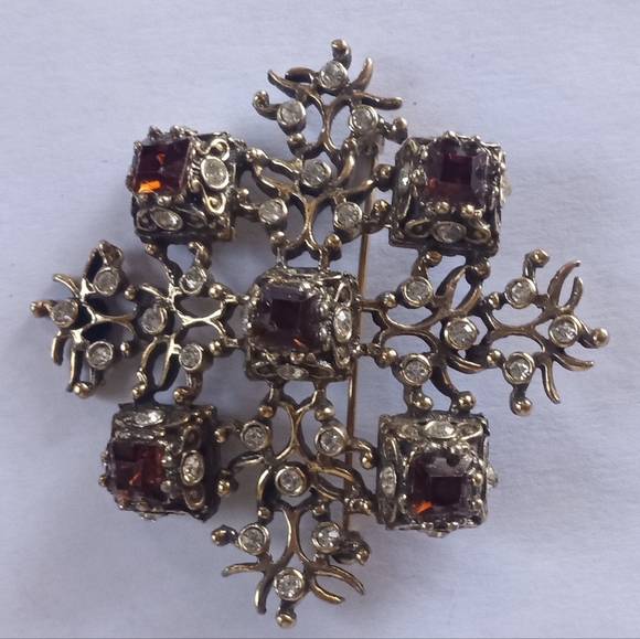 Vogue Jewelery VTG 50's 60's Tree Topaz, Clear Rhinestones Rare Gold Tone Brooch - Picture 10 of 13